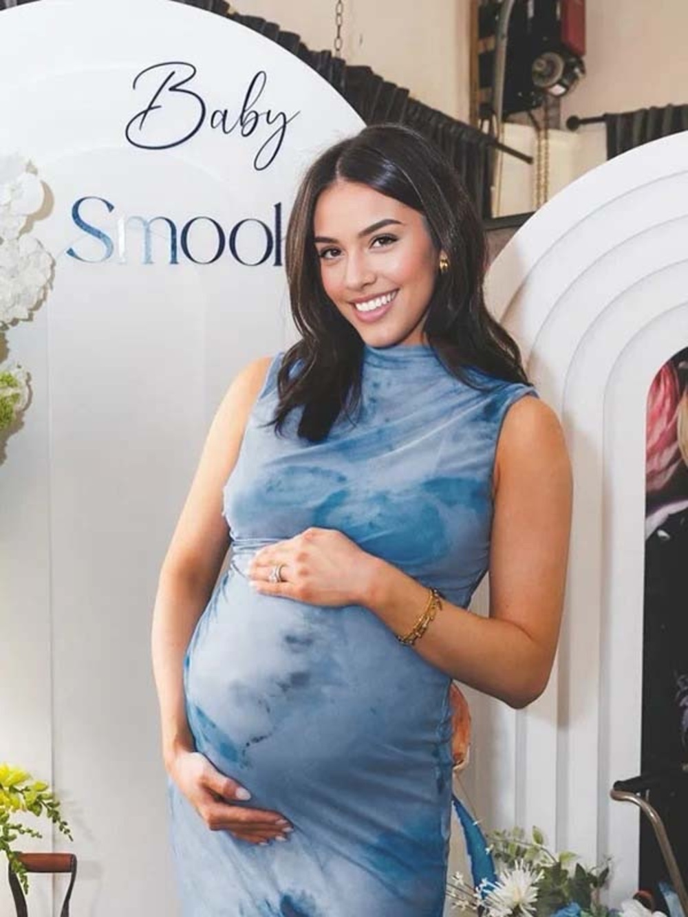 Sleeveless Blue Tie-Dye Maternity